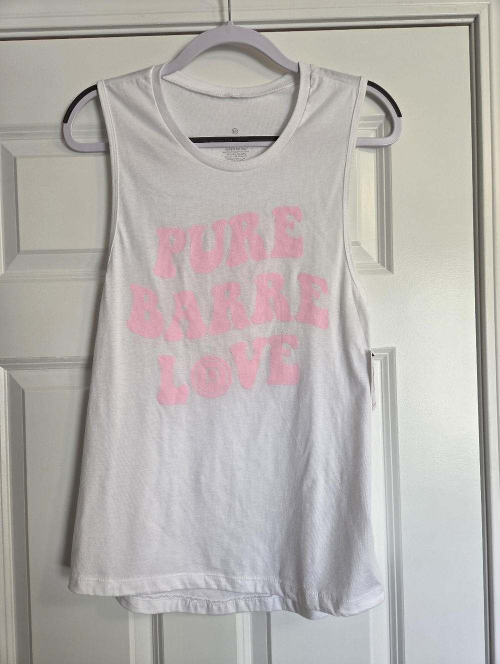 Pure Barre White & Pink "PURE BARRE LOVE" Muscle Tank